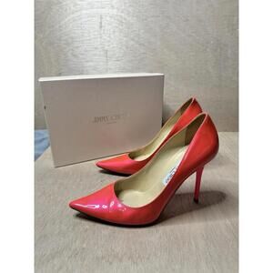 Jimmy Choo Patent Leather Romy 85 Pointed Toe Heels Pumps Pink  Size 37.5